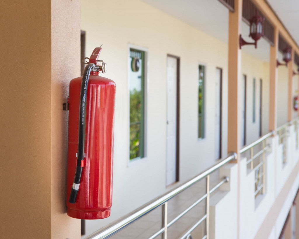 A fire extinguisher in apartment building