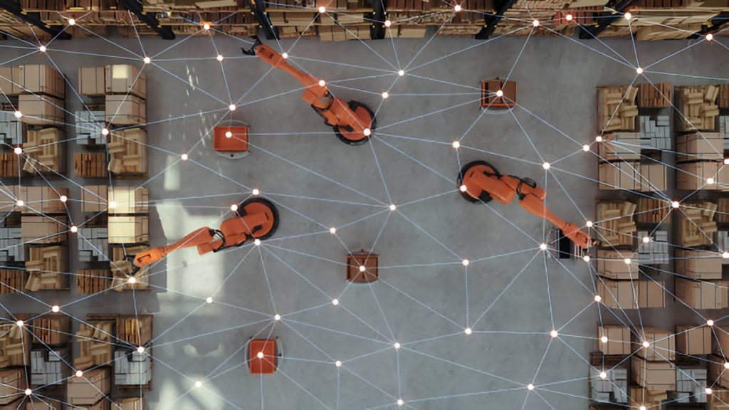 aerial view of a smart warehouse